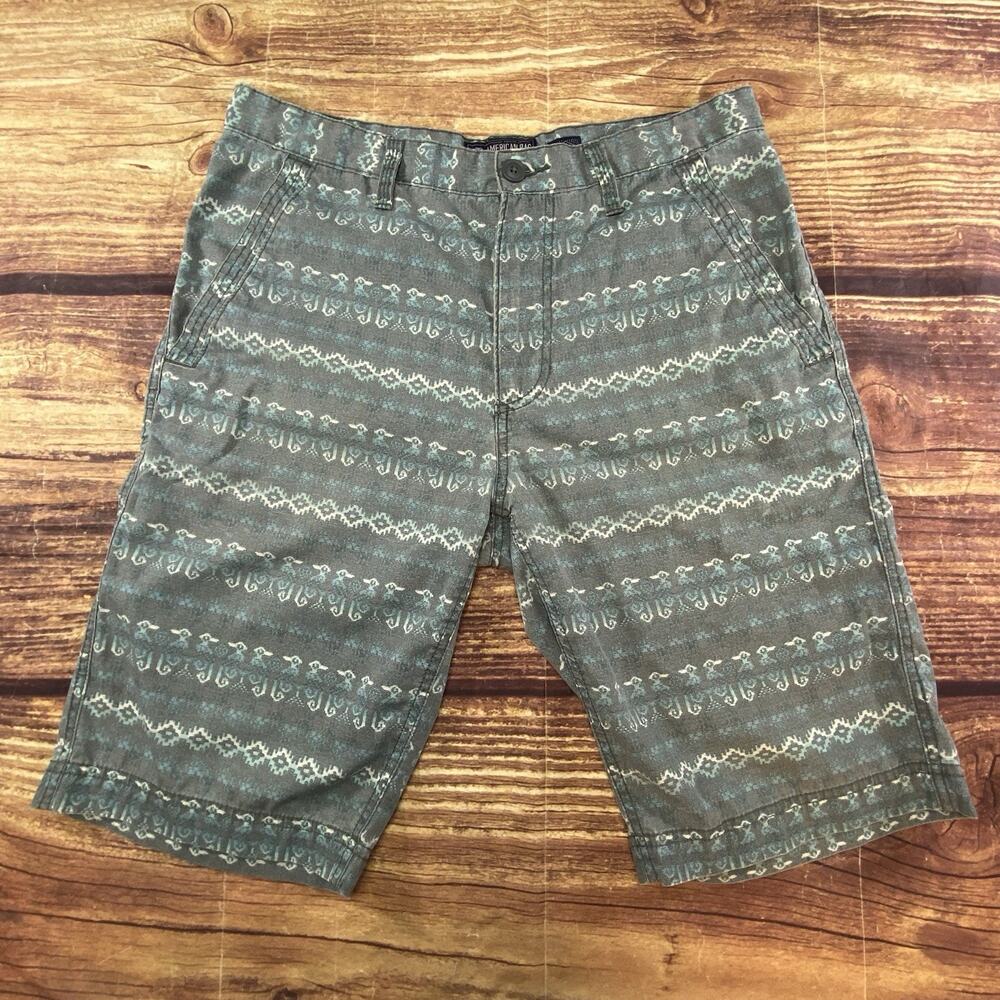 Americanrag Shorts Mens 32 Aztec Gray Blue Flat Front Chino Golf Outdoor